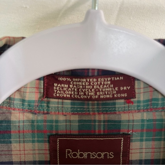 Robinsons Vintage 80’s Plaid Button Down Multi-color Long Sleeve Shirt Size L - Picture 3 of 9